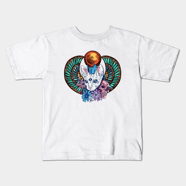 Sphynx Cat Egypt Kids T-Shirt by ArtRoute02